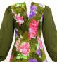 Japan Fabric Long Sleeve Dress with Peony Print / Khaki / JW007ka