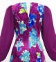 Japan Fabric Long Sleeve Dress with Peony Print / Purple / JW007pu
