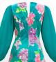 Japan Fabric Long Sleeve Dress with Peony Print / Turquoise Blue / JW007tbl