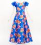 Japan Fabric Long Dress with Peony Print / Blue / JW008bl