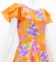 Japan Fabric Long Dress with Peony Print / Orange / JW008or