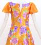 Japan Fabric Long Dress with Peony Print / Orange / JW008or