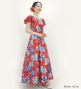 Japan Fabric Long Dress with Peony Print / Red / JW008rd