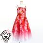 Kids Japan Fabric Long Dress with Cherry Blossom Print / Shantung / Red / JWp001rd