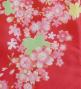 Kids Japan Fabric Long Dress with Cherry Blossom Print / Shantung / Red / JWp001rd