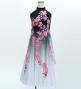 Kids Japan Fabric Long Dress with Cherry Blossom Print / Velvet / Black / JWp002bk