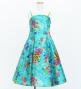 Kids Japan Fabric Long Dress with Chrysanthemum & Plum Blossom & Cherry Blossom Print / Shantung / Light Blue / JWp003lbl