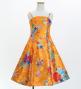 Kids Japan Fabric Long Dress with Chrysanthemum & Plum Blossom & Cherry Blossom Print / Shantung / Orange / JWp003or