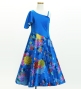 Kids Japan Fabric One Shoulder Frill Sleeve Long Dress / Blue / JWp004bl