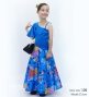 Kids Japan Fabric One Shoulder Frill Sleeve Long Dress / Blue / JWp004bl