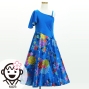 Kids Japan Fabric One Shoulder Frill Sleeve Long Dress / Blue / JWp004bl