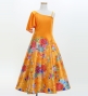 Kids Japan Fabric One Shoulder Frill Sleeve Long Dress / Orange / JWp004or