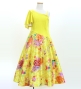 Kids Japan Fabric One Shoulder Frill Sleeve Long Dress / Yellow / JWp004ye