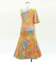 Kids Japan Fabric One Shoulder Frill Sleeve Long Dress with Chrysanthemum Print / Orange  / JWp005or