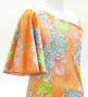Kids Japan Fabric One Shoulder Frill Sleeve Long Dress with Chrysanthemum Print / Orange  / JWp005or