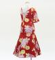 Kids Japan Fabric One Shoulder Frill Sleeve Long Dress with Chrysanthemum Print / Red / JWp005rd