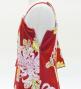 Kids Japan Fabric One Shoulder Frill Sleeve Long Dress with Chrysanthemum Print / Red / JWp005rd