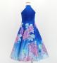 Kids Japan Fabric American Armhole Long Dress with Chrysanthemum Print / Blue / JWp006bl