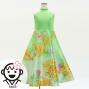Kids Japan Fabric American Armhole Long Dress with Chrysanthemum Print / Light Green / JWp006lgr