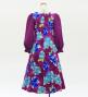 Kids Japan Fabric Long Sleeve Dress with Peony Print / Purple / JWp007pu