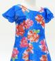 Kids Japan Fabric Long Dress with Peony Print / Blue / JWp008bl