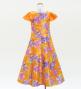 Kids Japan Fabric Long Dress with Peony Print / Orange / JWp008or