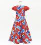 Kids Japan Fabric Long Dress with Peony Print / Red / JWp008rd
