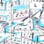 Flamenco Fabric / Townscape Pattern / JKF-197-LBL