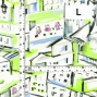 Flamenco Fabric / Townscape Pattern / JKF-197-YEGR