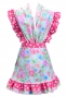 Flamenco Apron and Shawl Set / Floral / Light Blue&Pink / JPA-14
