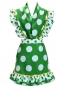 Flamenco Apron and Shawl Set / Polka Dots / Green&White / JPA-3