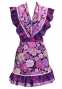 Flamenco Apron and Shawl Set / Modern Fowers / Navy & Pink / JPA-32