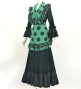 Flamenco Apron and Shawl Set / Polka Dots / Turquoise Blue & Black / JPA-34