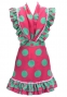 Flamenco Apron and Shawl Set / Polka Dots / Pink&Turquoise Blue / JPA-6