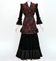 Flamenco Apron and Shawl Set / Roses / Black / JPA-9