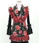 Kids Flamenco Apron and Shawl Set / Rose / Black & Red / JPAp-4