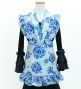 Kids Flamenco Apron and Shawl Set / Floral & Dots / Blue & White / JPAp-9