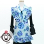 Kids Flamenco Apron and Shawl Set / Floral & Dots / Blue & White / JPAp-9