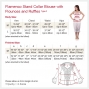 Flamenco Stand Collar Blouse with Flounces and Ruffles/ Wine / G1548
